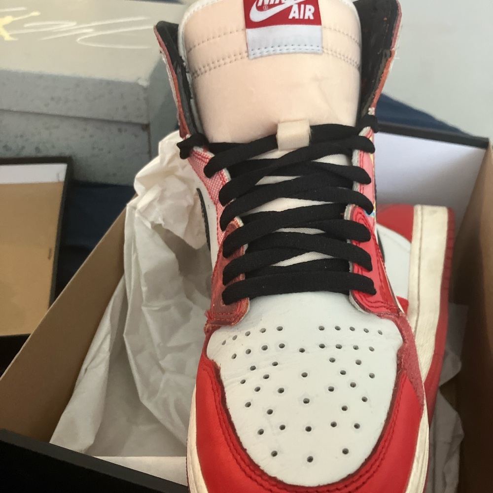 Retro Air Jordan one into the spiderverse